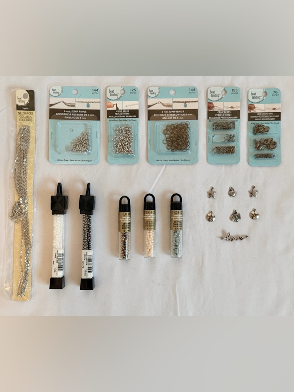 NWT~18+ Piece Jewelry Making Items~Charms, Chains, Beads, Jump Rings, Clasps etc